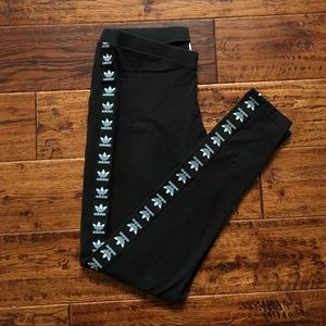 Black Adidas Leggings w/ Logo Stripe On Each Leg